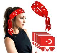 1 Bandeau Élastique Turc Et 5 Autocollants Pour Le Visage, Bandeaux De Sport, Bandeaux Décoratifs, Accessoires Pour Fans, Autocollants De Tatouage Imperméables