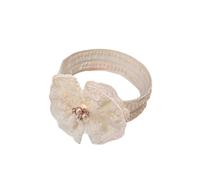 1 bandeau en dentelle pour bébé - Bandeau turban doux et élastique - Pour mariage, fête, baptême, photo de famille - Beige A