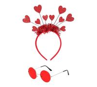 1 bandeau en forme de cœur, 1 paire de lunettes, bandeau en forme de cœur en fourrure, bandeau scintillant en forme de cœur, bandeau pour enfant, bandeau pour femme, Noël, Saint-Valentin, fête