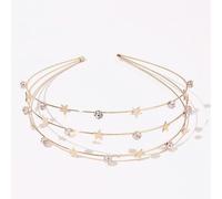 1 bandeau en métal pour filles et femmes - Bandeau à trois rangées avec strass en forme d'étoile - Bandeau antidérapant - Accessoire de cheveux tendance - Serre-tête pour décoration quotidienne
