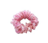 1 bandeau en organza for cheveux, tissu fil de soie, cristal, coiffe, fleur, haute élasticité, corde caoutchouc for fille Doux pour les cheveux contre la casse(Pink a)