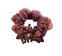 1 bandeau en organza for cheveux, tissu fil de soie, cristal, coiffe, fleur, haute élasticité, corde caoutchouc for fille Doux pour les cheveux contre la casse(A Brown)