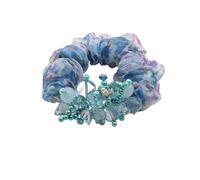 1 bandeau en organza for cheveux, tissu fil de soie, cristal, coiffe, fleur, haute élasticité, corde caoutchouc for fille Doux pour les cheveux contre la casse(A light blue)