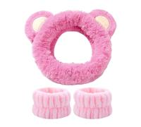 1 Bandeau En Peluche Et 1 En Face Du Bracelet, Serre-Tête Dessin Animé, Serre-Tête Jet Non Écrémé, Adapté Au Lavage Du Visage, Au Maquillage, Aux Soins De La Peau