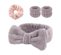 1 Bandeau En Velours Corail, 1 Paire De Bracelets Élastiques Et 1 Élastique À Cheveux, Bracelets Absorbants, Bandeau Pour Cheveux Avec Nœud, Au Maquillage Et Aux Soins De La Peau