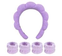 1 Bandeau Et 3 Bracelets, Ensemble Anti-Mouillage Pour Le Lavage, Bandeau Haut Pour Le Lavage Du Visage Et Le Maquillage, Adapté Au Lavage, Aux Soins De La Peau Et À L'Hydrothérapie.