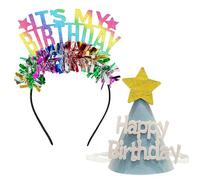 1 Bandeau Étoile Coloré À Cinq Branches Et 1 Chapeau D'Anniversaire En Feutre Bleu, Couvre-Chef De Fête D'Anniversaire, Chapeau De Décoration De Fête, Fournitures De Fête D'Anniversaire