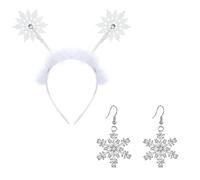1 Bandeau Flocon De Neige Et 1 Paire De Boucles D'Oreilles Flocon De Neige, Bandeau Mignon, Accessoires De Costume De Fête, Bijoux Sur Le Thème De L'Hiver