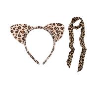 1 Bandeau Imprimé Léopard, 1 Écharpe En Soie, Oreilles D'Animaux De, Accessoires De Fête De Vacances, Écharpe Rétro À Pois, Cravate Pour Cheveux.