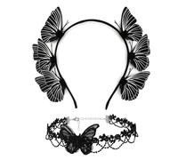 1 bandeau papillon et 1 collier papillon, accessoires de cheveux papillon, accessoires de costume papillon, accessoires de costume pour femme et fille, costumes de carnaval, mode de soirée pour femme