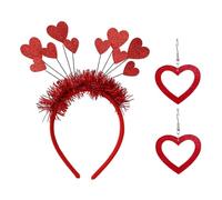 1 Bandeau Rouge, 1 Paire De Boucles D'Oreilles De Pendentif En Forme De Cœur, Bijoux De Mode Créative, Bandeau Simple Pour Les Femmes, Accessoires De Vêtements D'Anniversaire.