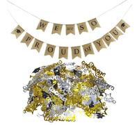 1 bannière de remise de diplôme, 1 paquet de confettis de remise de diplôme, bannière « Nous sommes fiers de vous », bannière de félicitations de remise de diplôme, décorations de fête