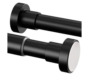 1 barre de douche sans perçage, tringle à vêtements en acier inoxydable, tringle télescopique pour balcon, rideau de douche (85-180 cm, Φ25 mm, noir)