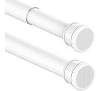 1 barre de douche télescopique, sans perçage, pour armoire, salle de bain, penderie, 185-250CM, blanc (diamètre 25 mm)