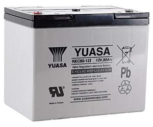 1 batterie au plomb AGM 12 V / 80 Ah Yuasa - REC80-12I - Compatible avec 60 Ah, 75 Ah, 77 Ah.