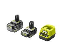 Pack de 2 batteries 18V: 1 batterie 4.0 Ah compacte lithium + 1 batterie 2.0 Ah compacte + chargeur rapide 2.0 A