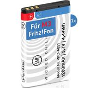 1 Batterie Pour Avm Fritz!Fon M3, Batterie De Rechange, Avec Une Capacité De +20 %, Pour Téléphone Fritzfon Voip, Accessoire Pour Batterie Fritz Fon Bt239865, Mod. 523450Ar1000 (1200 Mah