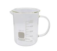 1 bécher de laboratoire en verre borosilicate de 50 ml, 100 ml, 250 ml, 500 ml, 1000 ml avec poignée, pour mesurer la balance et l'équipement de laboratoire (500 ml)