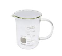 1 bécher de laboratoire en verre borosilicate de 50 ml, 100 ml, 250 ml, 500 ml, 1000 ml avec poignée, pour mesurer l'échelle de laboratoire (200 ml)