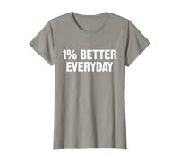 1% Better Every Day Gym Workout Motivation T-Shirt, Femme, Ardoise, M