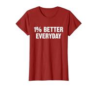 1% Better Every Day Gym Workout Motivation T-Shirt, Femme, Canneberge, XL