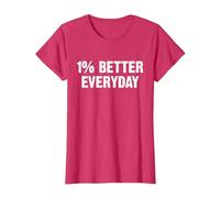 1% Better Every Day Gym Workout Motivation T-Shirt, Femme, Rouge Chiné, M