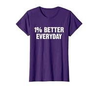 1% Better Every Day Gym Workout Motivation T-Shirt, Femme, Violet, 3XL