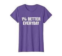 1% Better Every Day Gym Workout Motivation T-Shirt, Femme, Violet Chiné, M