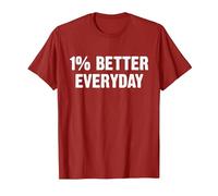 1% Better Every Day Gym Workout Motivation T-Shirt, Homme, Canneberge, M