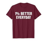 1% Better Every Day Gym Workout Motivation T-Shirt, Homme, Marron, L