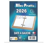 1 Bloc recharge pour éphéméride, Bloc-Pratic 2026, Date à gauche, 8,2 x 12 cm, Bleu, sans Socle - Exacompta