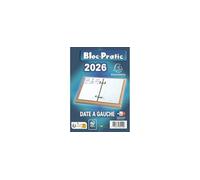 1 Bloc recharge pour éphéméride, Bloc-Pratic 2026, Date à gauche, 8,2 x 12 cm, Bleu, Socle non inclus