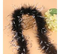 1 boa en plumes de 2 yards, 8 à 10 cm - Boa en plumes moelleuse - Boa en plumes d'autruche - Accessoire pour femme - Pour les fêtes des années 20 Gatsby - Carnaval - Noir et blanc