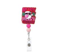 1 bobine de badge de Noël rétractable avec motif Père Noël, enrouleurs de badges amusants à paillettes avec clip, accessoires pour médecins infirmiers, enseignants, étudiants, travailleurs