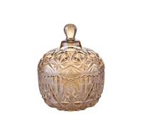 1 bocal à bonbons en verre de cristal de 260 ml avec motif à facettes en diamant et couvercle en cristal - Sucrier, buffet de bonbons de mariage, pot de rangement pour la maison, le bureau, cadeau