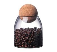 1 bocal en verre transparent de 500 ml avec boule en liège avec couvercle hermétique en liège pour servir du café, du sucre, des pâtes