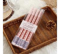 1 boîte/4 pièces Bougies spirales roses de 10 pouces de haut avec un diamètre de base de 2 cm, durée de combustion de 8 heures, poignée en métal spiralée, sans goutte, effilées, longues, bougies non p