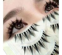 1 boîte 5 paires de faux cils de style naturel avec effet de sang, tiges transparentes et queues épaisses, cils de camélia de dessin animé Fibre synthétique