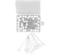 1 Boîte 50pcs Corsage Pins weiße Perlenkopf gerade Nadelnähe Stift für Hochzeitskleid Fixiermaterial Locating