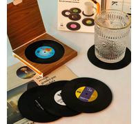 1 Boîte/6 Pièces Dessous De Verre Au Design De Cd Vintage, Tapis De Tasse À Café Et À Thé Enregistré En Vinyle 6 morceaux,12 pièces + socle,Paquet de 4 pièces,6 pièces + support de dessous de verre po