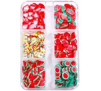 1 boîte 6 tranches de fruits de grille curseurs pour ongles, bijoux pour ongles minuscules mixtes, décor de manucure en argile polymère bricolage, décoration de charme 3D Nail Art (#5) Design durable