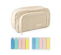 1 Boîte À Crayons Beige, 200 Étiquettes Autocollantes.