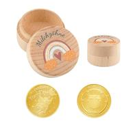 1 Boîte À Dents De Lait En Bois Et 1 Pièce D'Or Jouet, Boîte De Collecte De Dents De Lait Pour Enfants, Pièces D'Or Pour Récompenser Les Enfants, Cadeau Commémoratif Pour Enfants
