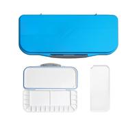 1 boîte à palettes bleue, palette aquarelle, palette de mélange, palette multi-compartiments, palette avec couvercle, palette portable, palette en plastique