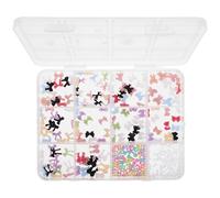 1 Boîte Breloques pour Ongles Nœud en Résine 3d, Boîte 12 Grilles | Style Kawaii Doux, Effet Superposé, pour Ongles Naturels et Gel, Salon ou Voyage