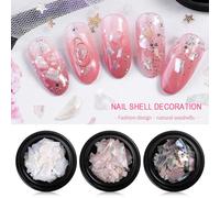 1 Boîte Coquille Naturelle Pièce Ongles Art Autocollants Multicolore Fragments Clou Patch Nail Art Décor Pour Ongles Art Strass Outils