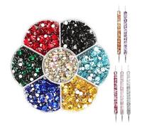 1 Boîte D'Autocollants En Strass Et 5 Morceaux De Stylos À Perceuses À Points, Accessoires De Vêtements De Bricolage, Décorations Créatives, Peuvent Être Utilisées Dans Les Vêtements, Les Sacs.