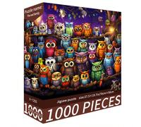 1 boîte de 1000 pièces de puzzle, taille 70 cm * 50 cm, style de peinture de paysage et de dessin animé. Œuvre de décoration pour soulager le stress des adultes, convient pour Halloween, Noël, cadeau 