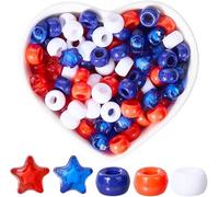 1 boîte de 900 perles for le jour de l'indépendance, rouges, blanches et bleues, ornement patriotique, étoiles en plastique,vrac for décoration du 4 juillet, bricolage, artisanat, bracelet, collier