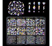 1 boîte de breloques 3D à dos plat pour nail art strass artisanat taille mixte ongles en verre décorations d'art pour les amateurs d'ongles